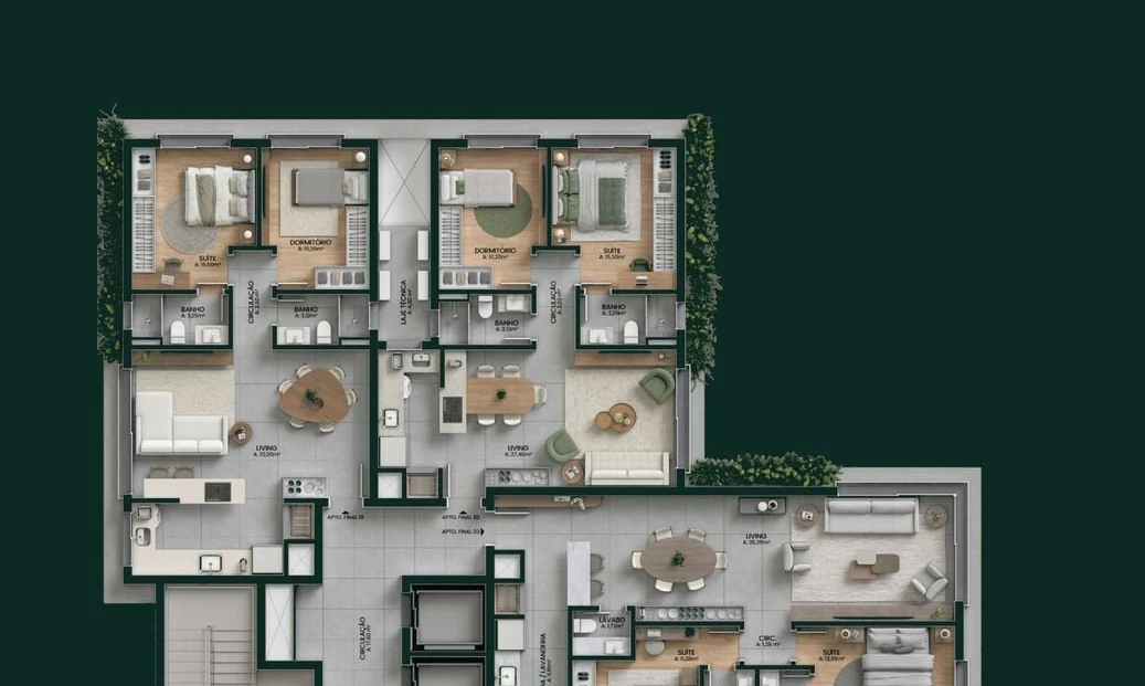 Planta do pavimento tipo do Residencial Lumina